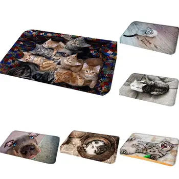 

Cute Cat Puppy Print Floor Mats Bedroom Carpet Anti-Slip Kitchen Toilet Doormat Kitchen Door Decorative None-slip Doormat