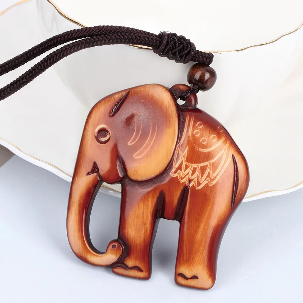 Длинное деревянное ожерелье цепочка со слоном на заказ ювелирные изделия в