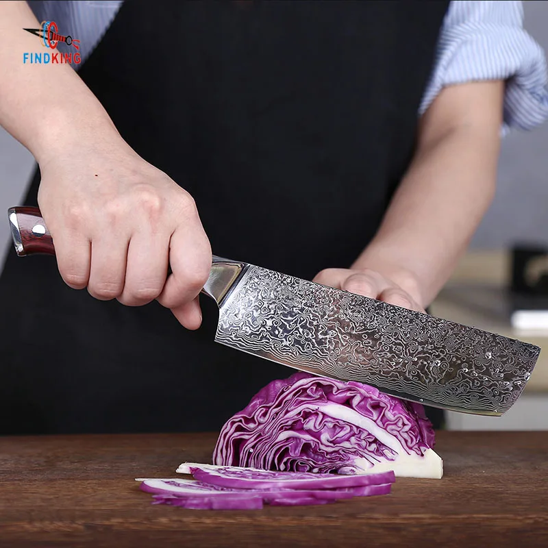 Findking Aus-10 Steel Rosewood Handle Damascus Knife 6.5 Inch Chef Knife 67 Layers Nakiri Cleaver - Kitchen Knives - AliExpress