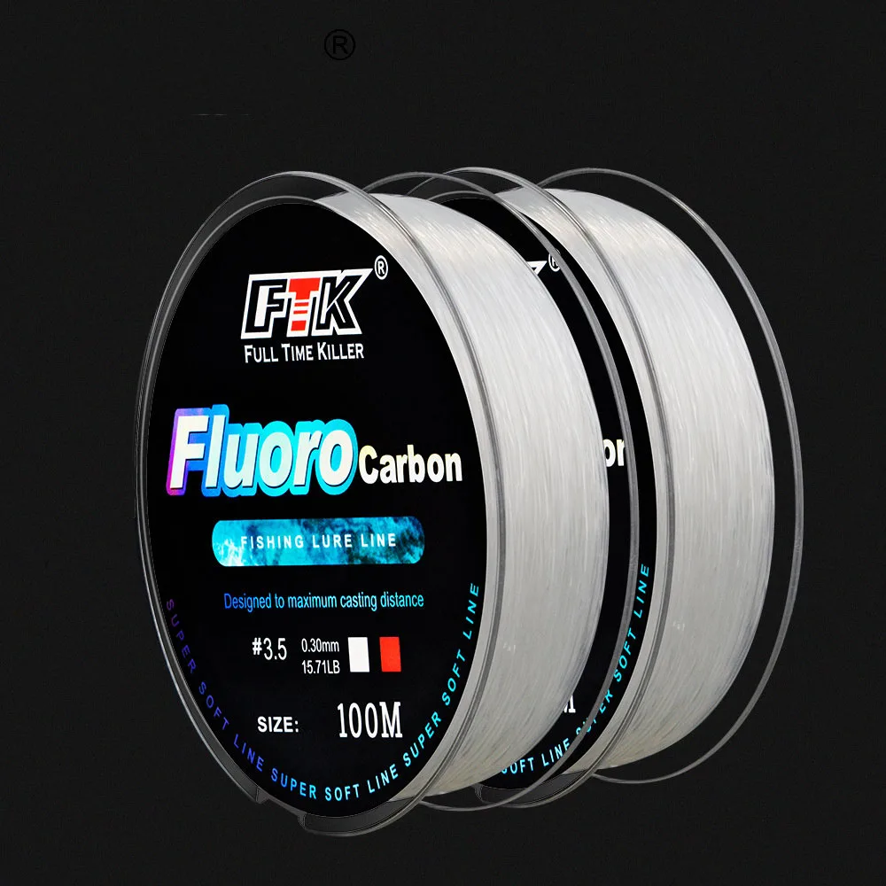 100m Fluorocarbon Fishing Lure Line 4.13-34.32LB Carbon Fiber Leader Fly Fishing  Line Super Soft Line Pesca Fishing Sinking Line