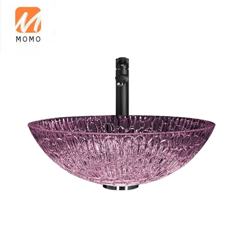 

Bathroom Good Accessories Round Tempered Lavender Arts Glass Bathroom Sink