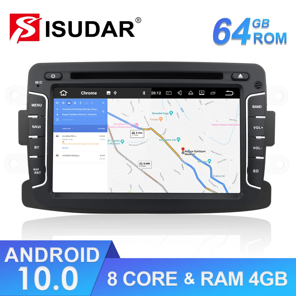 Isudar 1 Din Авто Радио Android 10 для Dacia/Sandero/Duster/Renault/Captur/Lada/Xray 2/Logan 2 Автомобильный