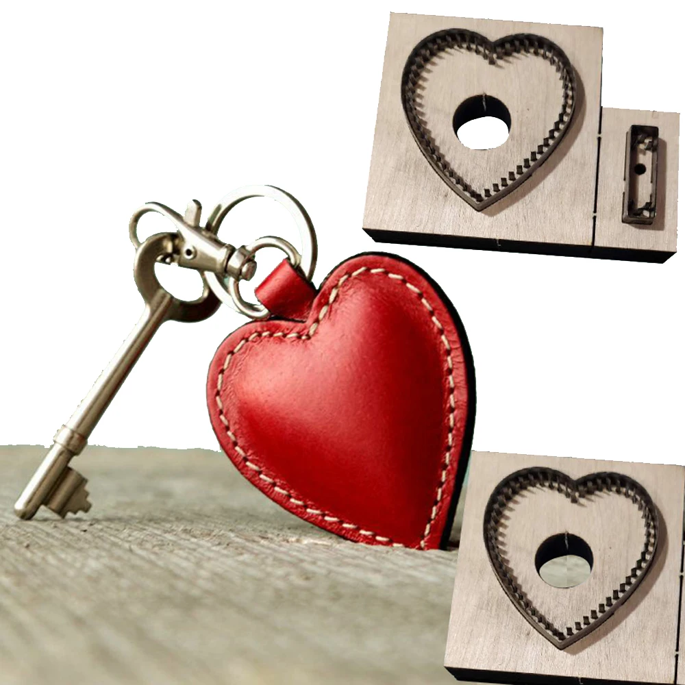 DIY leather craft heart key ring decoration die cutting knife mold metal hollowed punch tool set leather hole puncher leather hole punch leather punch tool round hole punch cutter set hole punch cutter set round hole punch set eyelet installation punch tool rivet punch tool leather cutting die set automatic center punch