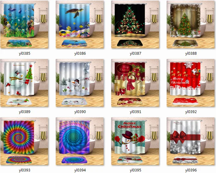 New Products Bamboo Waterproof Mould Proof Printed Shower Curtain Flower Type Multiple Choice Graphic Customization Size Multipl