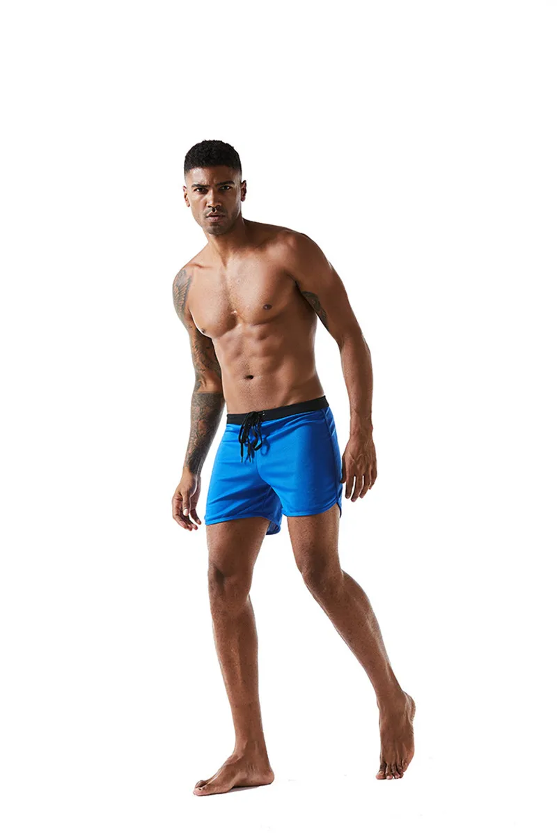 Casual Elastic Swim Trunks Solid Swimwear Men maillot de bain Mens Swim Briefs Beach Shorts Swimming Trunks Zwembroek Heren Mayo - Цвет: Синий
