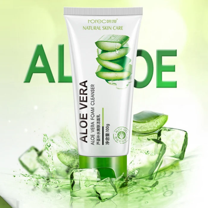 Aloe Facial Foam Cleanser Gel Deep Pore Cleansing Remove Blackheads Face Wash Skin Care 100ml Facial care Tools NShopping