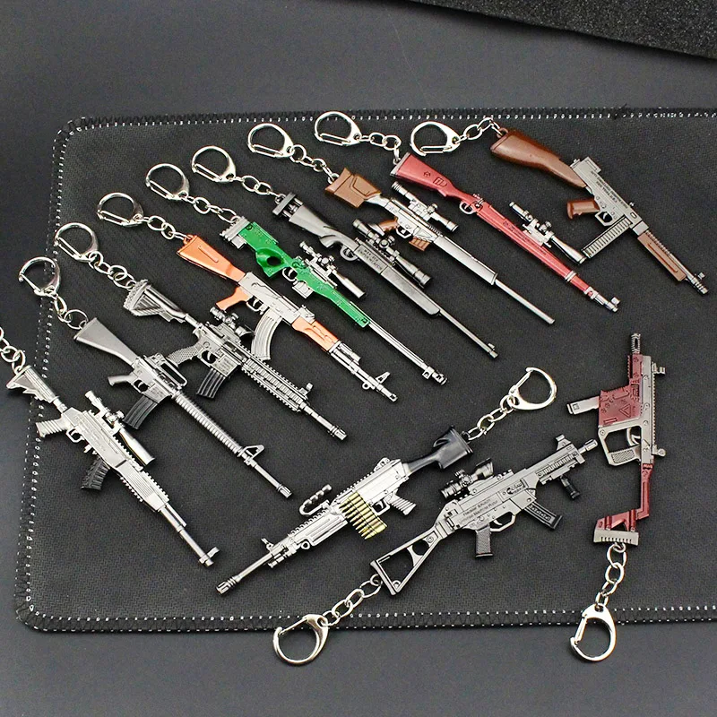 

Peace Elite Game Pendant Mini Gun keychain Toy Metal Gun keychain Model Souvenirs Men Car Key Ring For Boyfriend Christmas Gifts