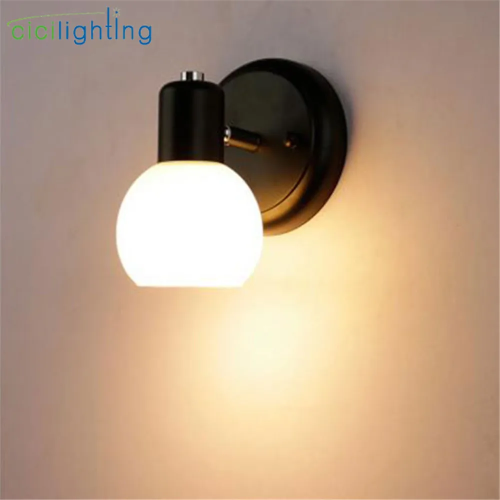 Современный европейский черный зеркальный светильник светодиодный для ванной туалетной комнаты настенный светильник стеклянный абажур E14 шкаф зеркальный светильник ing luz - Цвет абажура: 1-light