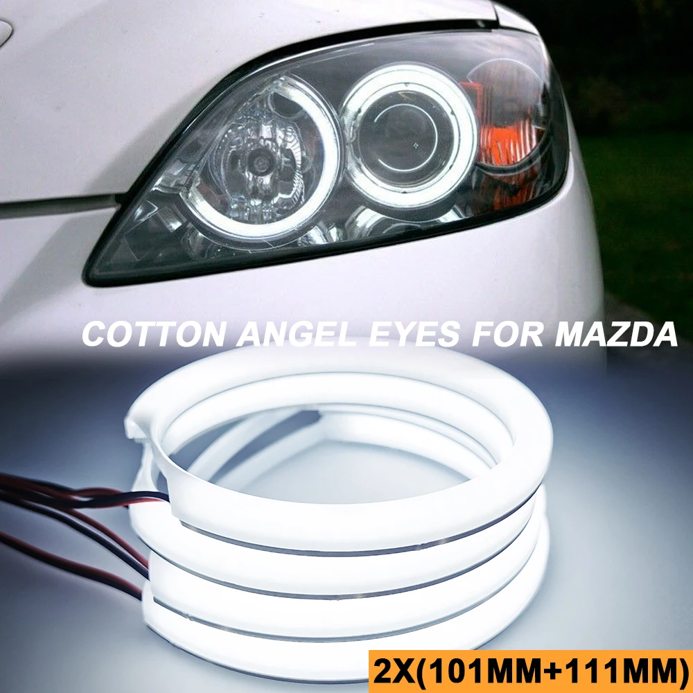 4Pcs White LED Headlight for Mazda 3 BK 2003 2004 2005 2006 2007 Angel Eyes Ring Kits