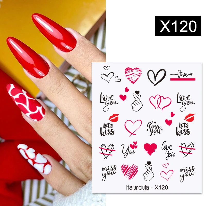 Harunouta Abstract Line Avocado Fruit Leopard Nail Water Sticker Decals Flower Leaves Slider Decoration For Autumn Nail Design