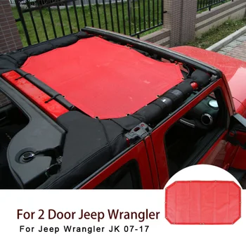 

Sunshade Mesh Red UV Protection Sun Visor Vinyl Coated Polyester Front Screen Cover For Jeep Wrangler JK Soft Roof Top 2007-17