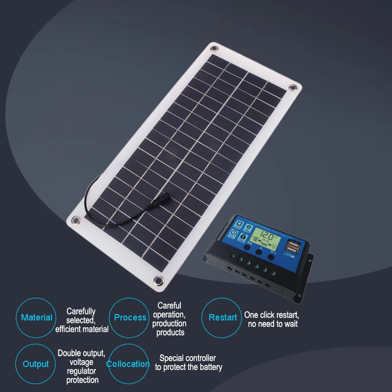 Двойные солнечные панели из кремня зарядное устройство для телефона автомобильное зарядное устройство контроллер наружная Светодиодная лампа для кемпинга батарея двойной USB интерфейс солнечная панель