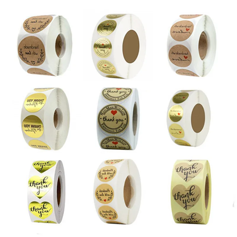 

Numerous Styles 500pcs Golden labels/roll Kraft Sticker for Seal Label Scrapbooking Package Decor Stationery Children Stickers