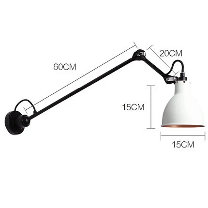 Vintage Rotatable Wall Lamp Fixture Modern Living Room Sconce Long Arm Wall light Fixture Nordic adjustable LED Wall Lighting - Lampshade Color: B type white