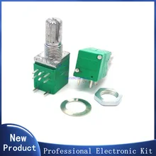 

5pcs RV097NS 8pin B 10K 50K 100K RV097 RK097NS single linked potentiometer with switch audio shaft 15mm power amplifier sealing