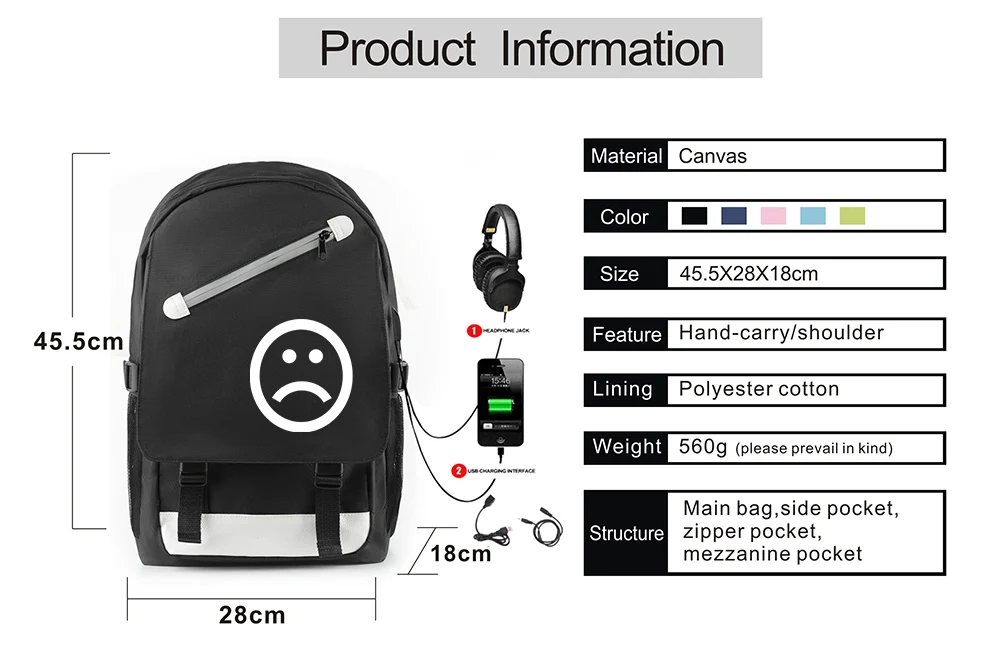 Сумки lil peep Rugzak met Usb-poort Opladen en Lock& Hoofdtelefoon interface Student Werk tas schooltas tas