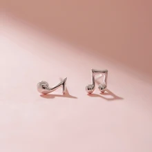 Настоящая 925 пробы Серебряная музыкальная нота Серьги гвоздики для женщин леди модный бренд очаровательный подарочный набор украшений для ушей(SE415