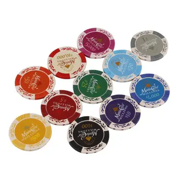 

10pcs Poker Chips Monte Carlo Casino Wheat Coins Baccarat Texas Hold'em Chip 14g