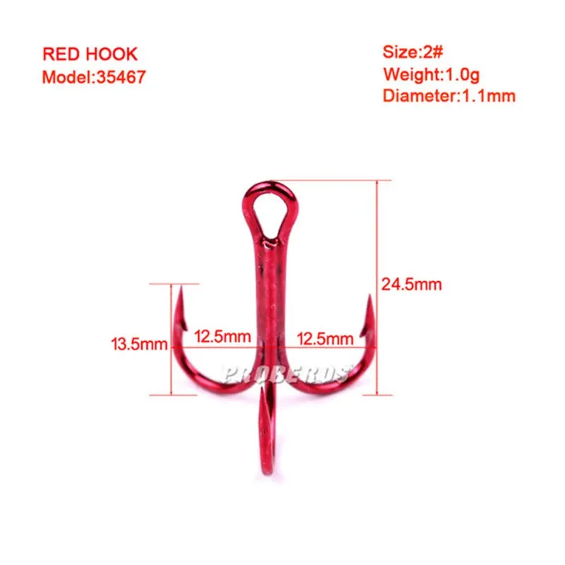 20 шт./кор. рыболовный крючок черный/коричневый/белый/красный рыболовных крючков из высокоуглеродистой Сталь тройные Крючки рыболовные снасти 4 цвета - Цвет: R