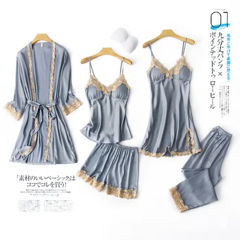 

2020 New Women Pyjamas with Chest Pads Sexy Lace Women Pajamas Set Pijama Mujer Home Clothes Fashion Pijama Sleepwear
