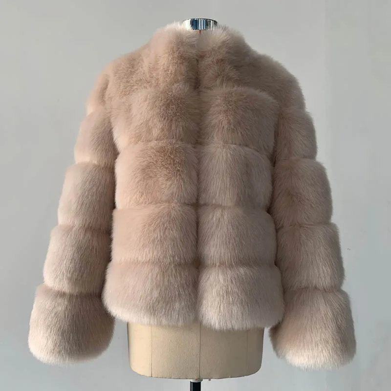 apricot fur coat Женские зимние Роскошные Искусственные меховые куртки лохматая утепленная верхняя одежда пальто Ins модное уличное пальто с искусственным лисьим мехом - Цвет: apricot fur coat