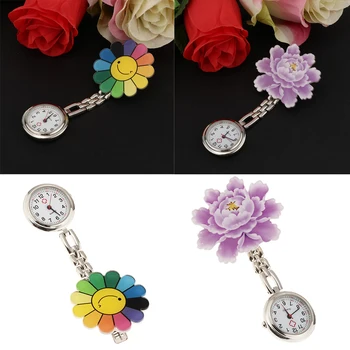 

2Pcs Nurse Clip-on Fob Brooch Pendant Hanging Fobwatch Round Pocket Watch