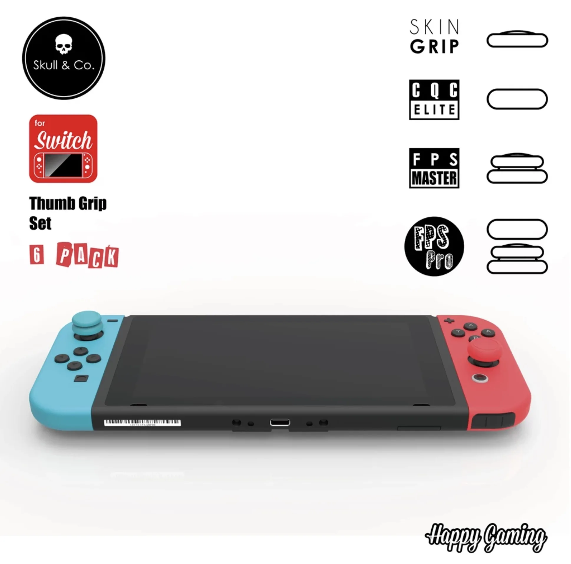 

6 In1 Thumb Stick Caps Skull&Co for Nintend Switch Joy-Con Controller Button Grips Cover for Nintend Switch lite Joystick Cap