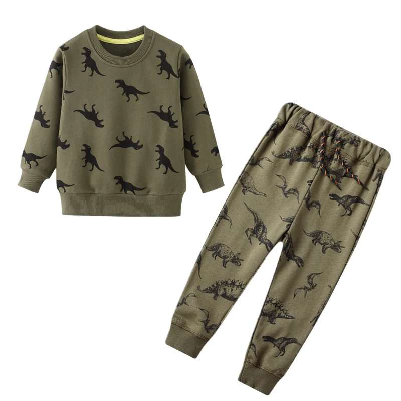 Goedkoop Dinosaurus Kinderen Kinderkleding Sets Cartoon Lente Katoenen Shirt en Broek Jongens Lange Mouwen Kleding Suits Kinderen Winter Sets