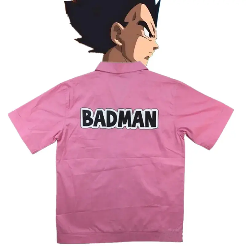 Dropshipping Halloween Cosplay Shirt Dragon Ball Z Vegeta BADMAN Pink Shirt Lover Tops Mens T Shirt Japan Anime Shirts - Цвет: Розовый