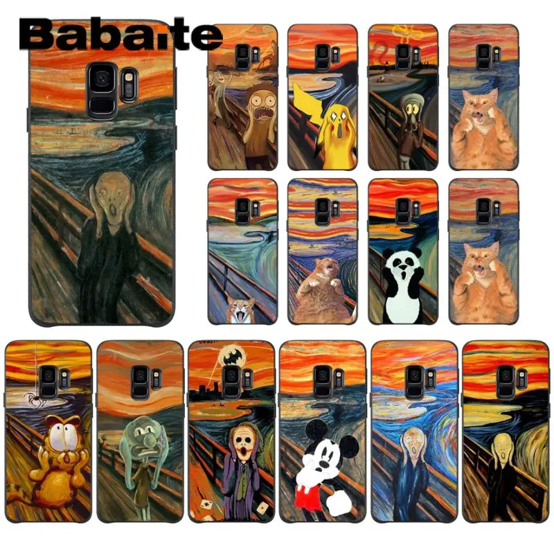 

Scream by Munch cat TPU black Phone Case Cover Shell For Samsung Galaxy s10 s10plus s6 s9 s8 plus s7 s6edge cases cell