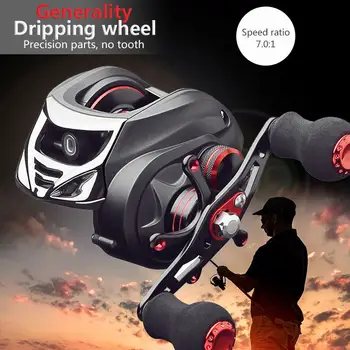 

Practical Fishing Wheel Fishing Reel 17+1BB Metal Rocker Spool Gear Dripping Wheel Portable Aluminum Alloy Durable