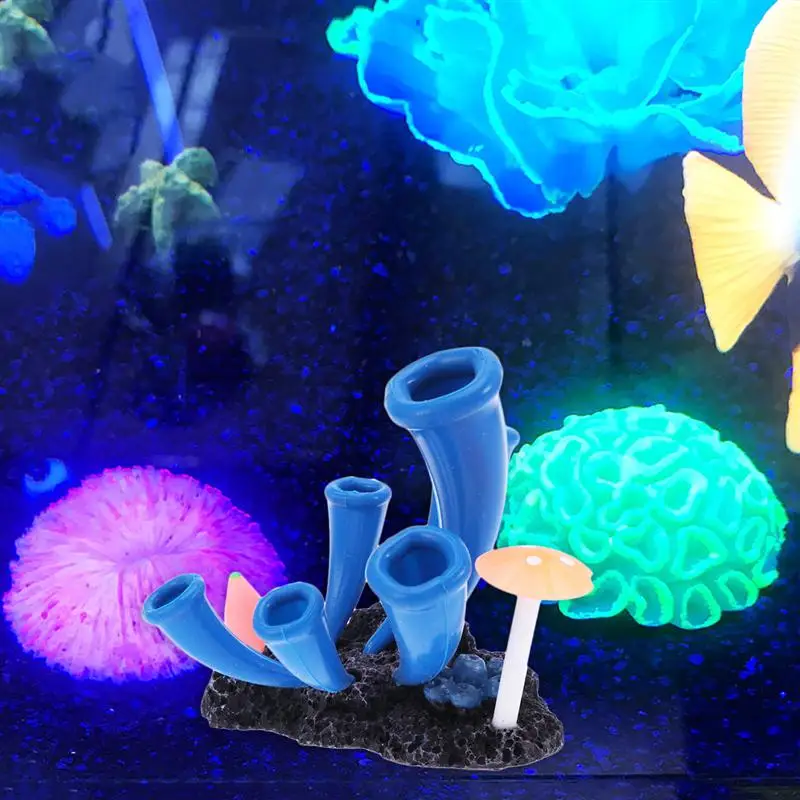 Aquarium Landscape Simulation Coral Silicone Aquarium Marine Decoration For Fish Tank(Blue