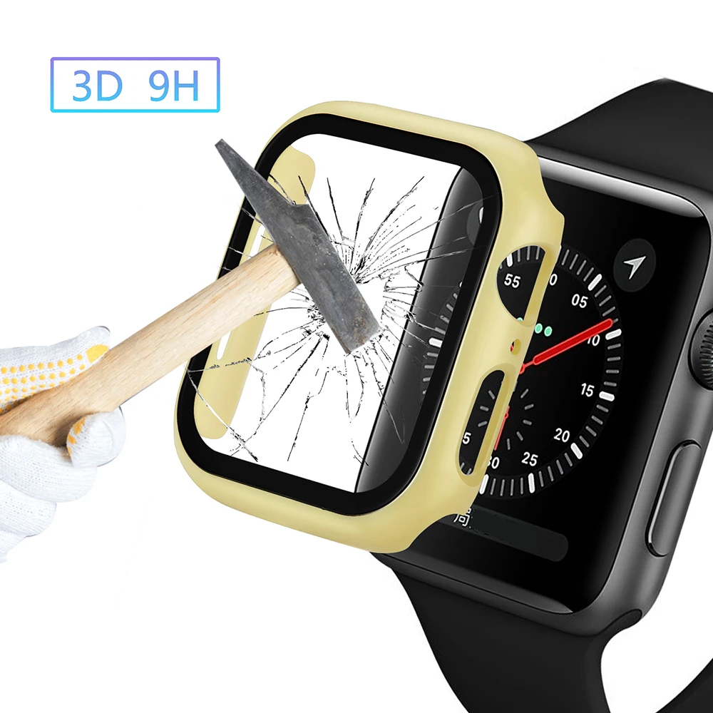 Чехол из поликарбоната для Apple Watch 5, 4, 40 мм, 44 мм, защитный чехол из закаленного стекла для iWatch 3, 2, 1, 42 мм, 38 мм, чехол для часов