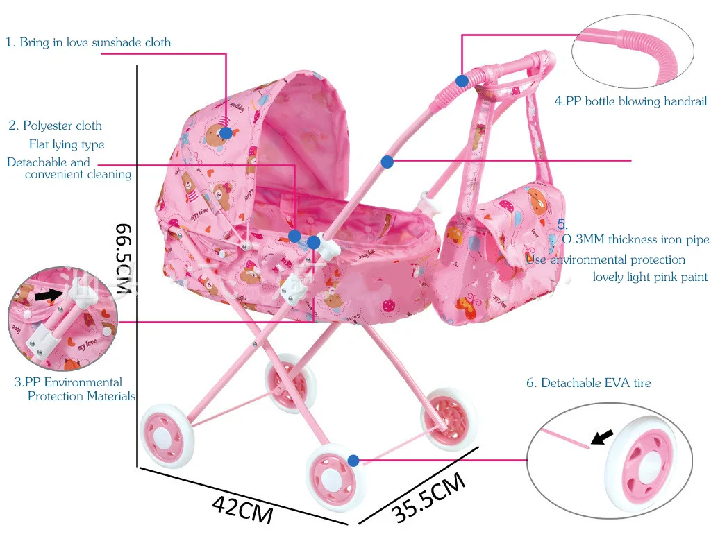 Игрушки Детская коляска складная детская коляска для кукол ролевые игры похожая мебель Игрушки Кукла аксессуар детская коляска игрушка подарок