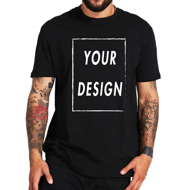 Custom Tshirt Front Back Print Professional Your Own Logo Text Photo Male Personalized Premium Gifts T-shirt EU Size 100% Cotton