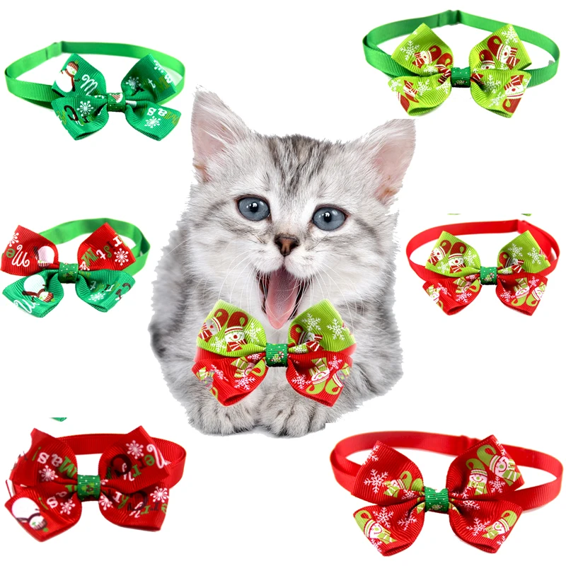 

60 PCS Holiday Pet Cat Dog Collar Bow Tie Adjustable Neck Strap Cat Dog Grooming Accessories Pet Product Supplies