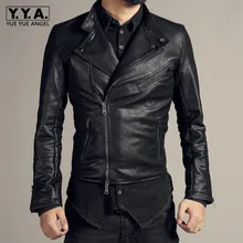 Высокое качество, Мужская мотоциклетная кожаная куртка, модная, на молнии, тонкая, искусственная кожа, короткое пальто, Осень-зима, Уличная Повседневная Верхняя одежда