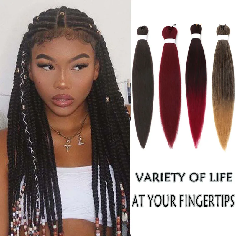 

24" Pre Stretched EZ Braids Crochet Braiding hair Ombre color Big braids synthetic fiber Hair Extension Gradient braided hair