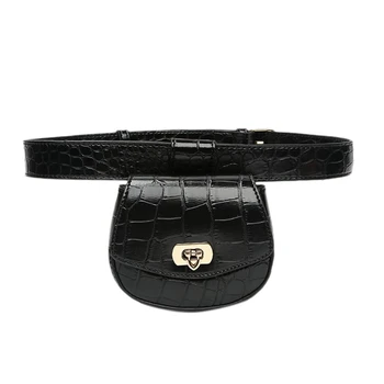 

Women Waist Bag Leather Belt Detachable Pouch Decoration Simple Thin Belt Crocodile Pattern Waist Bags
