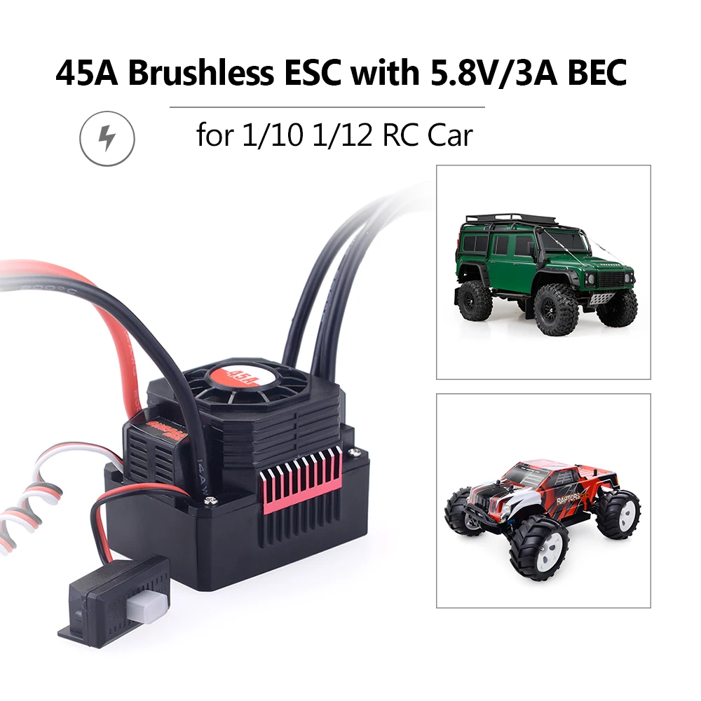 

1:10 1:12 RC Car 45A 60A Brushless ESC Waterproof Electric Speed Controller for 1/10 1/12 RC Truck Off-road Car Parts