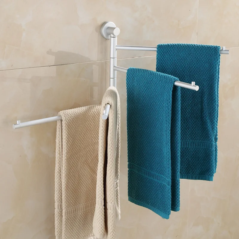 

Full-Solid Alumimum Hole Punched Activity Towel Bar Rotating Towel Rack Multi-bar Selectable Bathroom Hanging Rod
