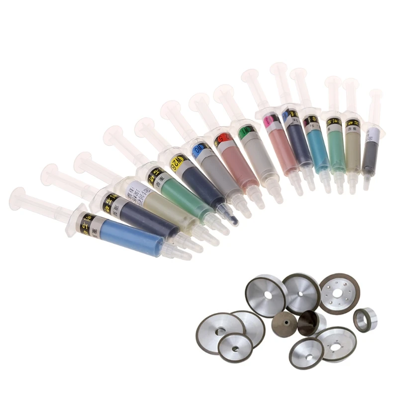 14pcs Diamond Polishing Lapping Paste Compound Syringes 0.5 40 Micron