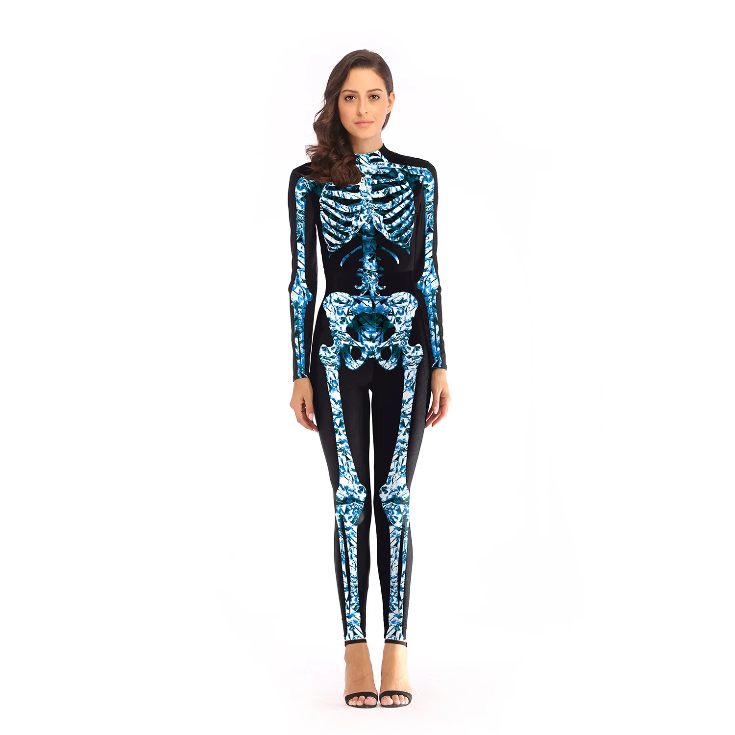 

Halloween Costume Skull Print Jumpsuit Halloween Holiday Parade Skeleton Jumpsuit