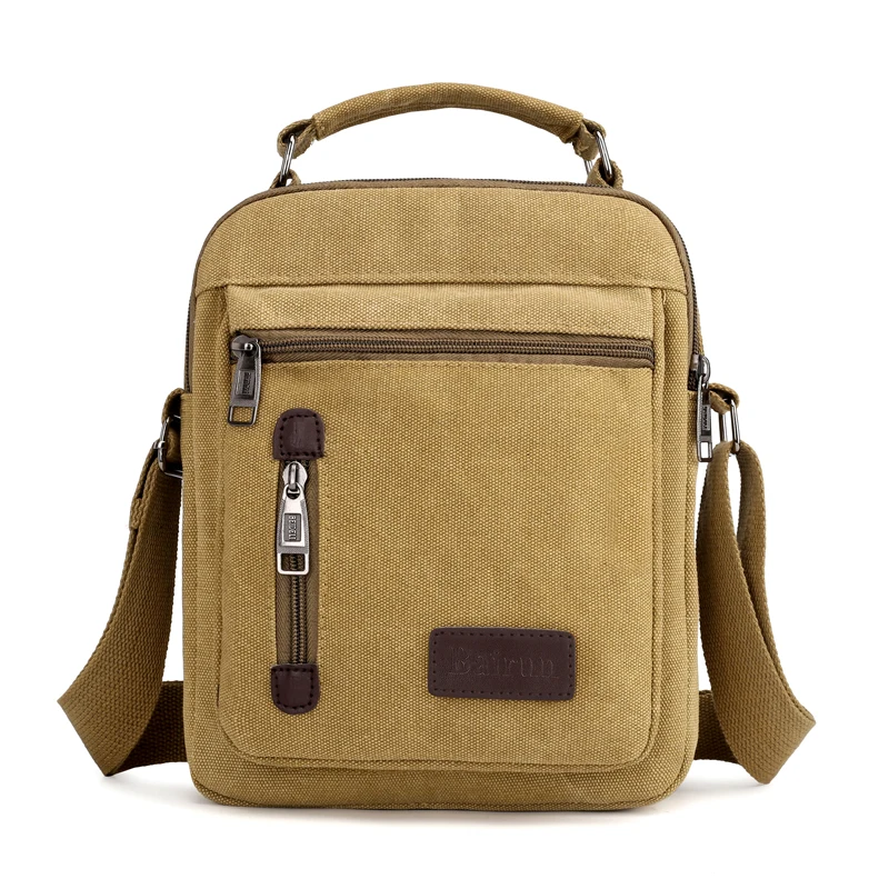 Men Canvas Crossbody Bags Travel Casual Top-handle Messenger Bag Outdoor Handbag Travel School Retro Tote Zipper Shoulder Bag