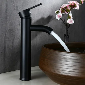 

Black Color Stainless Steel Bathroom Basin Faucet Single Handle Cold And Hot Water Mixer Antique Wash Basin Kitchen Faucet Tap