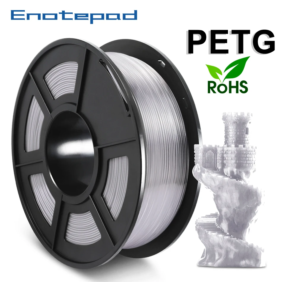 

1.75mm Transparent White Plastic Enotepad PETG 3D Printer Filament Tolerance+/-0.02mm For Children DIY Printing With Fast Ship