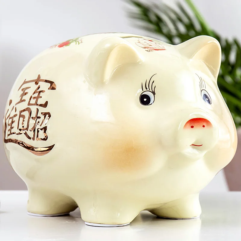 

Ceramic Coin Money Box Saving Gift Toy Ornament Hidden Safe Cute Cartoon Pig Piggy Bank Living Room Tirelire Home Decoration 50