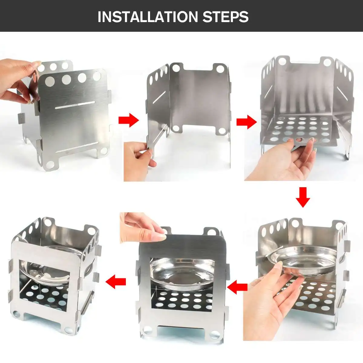 Camping Medium Wood Stove Portable Outdoor Folding Titanium Wood Stove Burning for Backpacking Survival Cooking Picnic Hunting