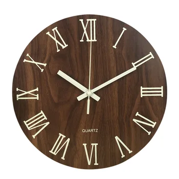 

Living Room Non Ticking Glow In Dark Wall Clock With Night Light Roman Numerals Silent Quartz Luminous Indoor Wooden Kitchen