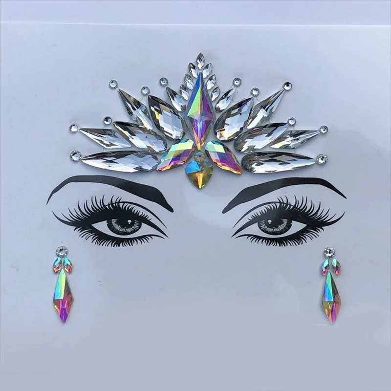 Adhesive Face Gems Rhinestone Temporary Tattoo Jewels music Festival Party Body Glitter Stickers Flash Temporary Tattoos Sticke - Цвет: 25